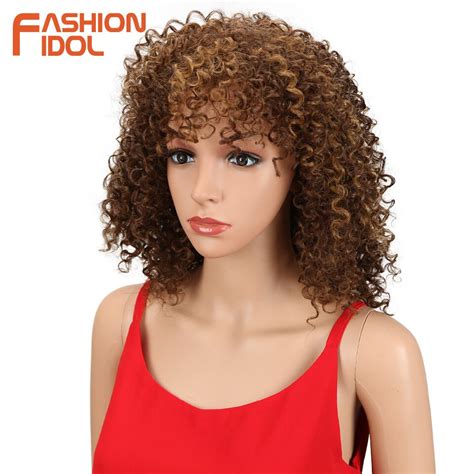 FASHION IDOL 14 Inch Short Synthetic Hair Afro Kinky Curly Wigs For