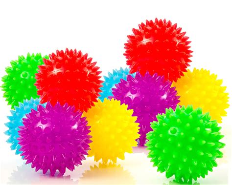 10 Pack Of Spiky Sensory Balls Squeezy And Bouncy Fidget Toys