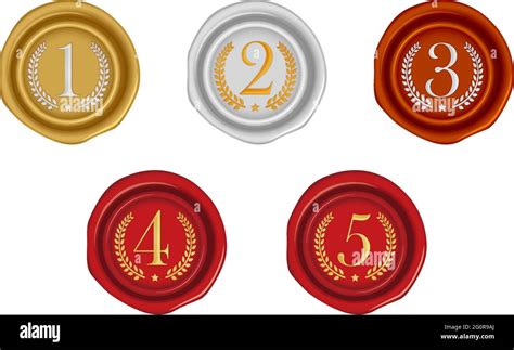 Sealing Wax Stamp Vector Illustration Set Number Ranking From 1st