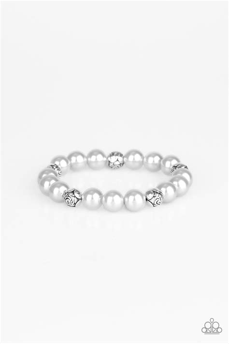 Paparazzi Poised For Perfection Silver Bracelet Silver Pearl Bracelet