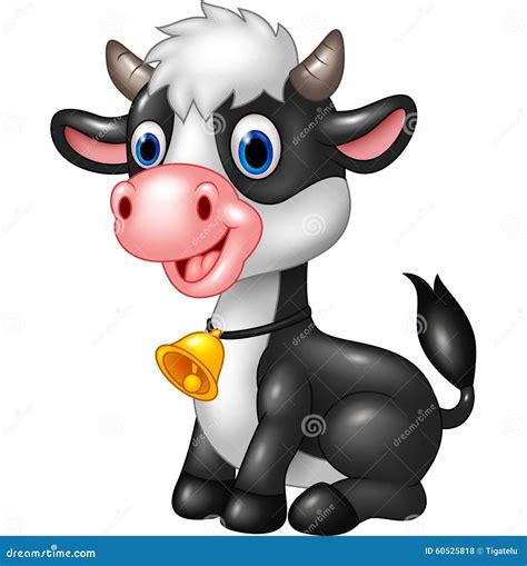 Vaca Animal Feliz Del Bebé En Una Presentación Que Se Sienta