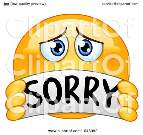 Cartoon Apologetic Emoji Holding A Sorry Banner By Yayayoyo 1648092