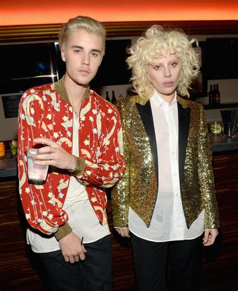 Pictured Lady Gaga And Justin Bieber Celebrities At Saint Laurent