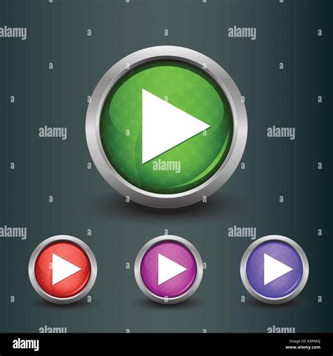 Set Of Isolated Play Start Glossy Vector Web Buttons Beautiful