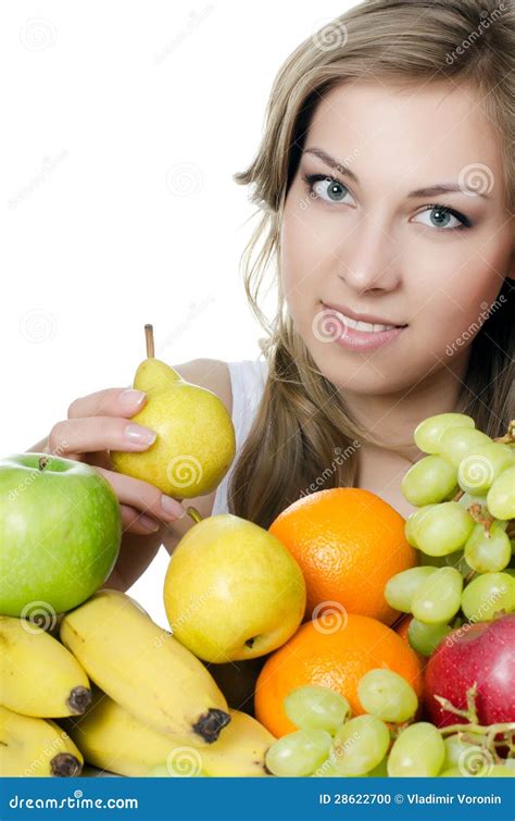 Mooi Meisje Met Fruit En Groenten Stock Foto Image Of Zorg Persoon