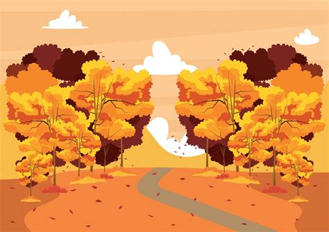 Beautiful Autumn Landscape Design Trees Leaves Fall 11924337 Vector