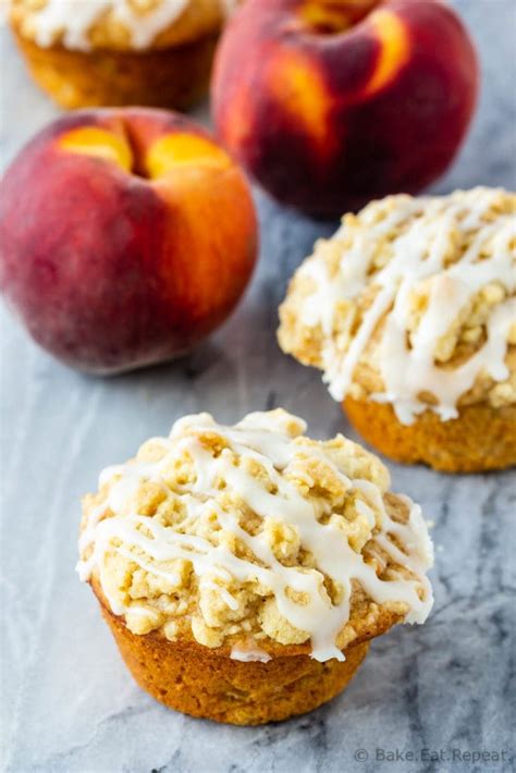 Peach Muffins With Crumb Topping Bake Eat Repeat
