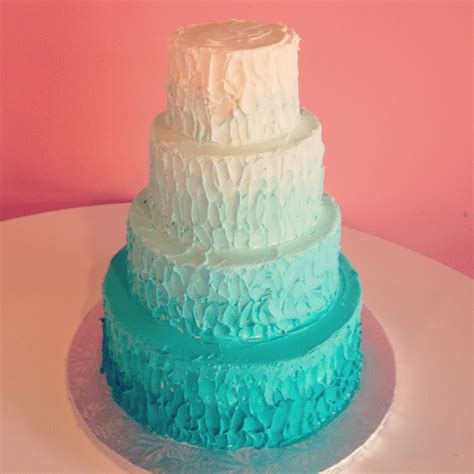 Turquoise Ombre Wedding Cake By 2tarts Bakery New Braunfels Tx