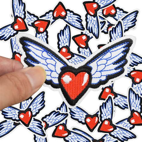 Diy Patches For Clothing Iron Embroidered Love Wing Patch Applique Iron