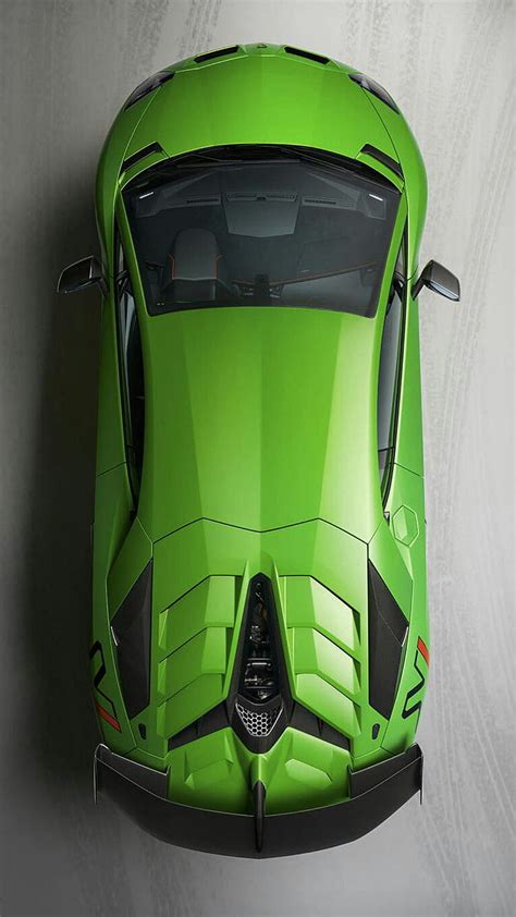 Birdseye View Lamborghini Aventador Green Car Hypercar Supercar