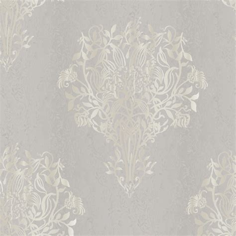 42 Grey Damask Wallpaper Silver Wallpapersafari