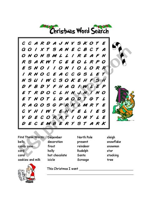 Christmas Word Search Esl Worksheet By Jandro876