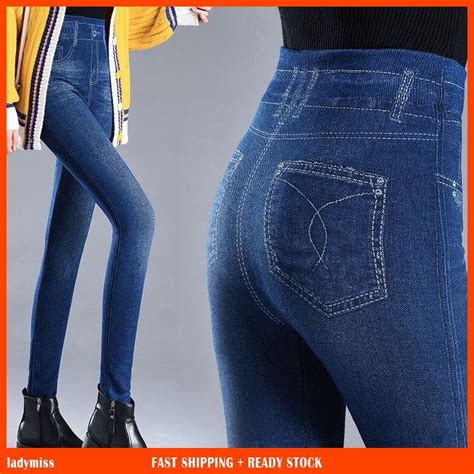 Ready Stock For 40 100kg Korean Style Seluar Jeans Elastic Stretch Highwaist Long Pants