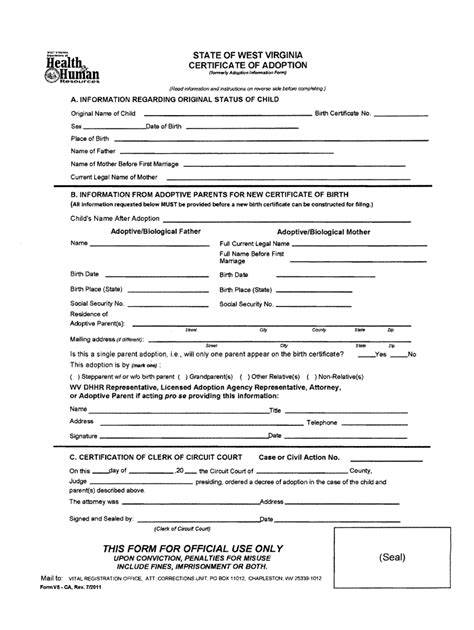 West Virginia Adoption Forms Printable Printable Forms Free Online