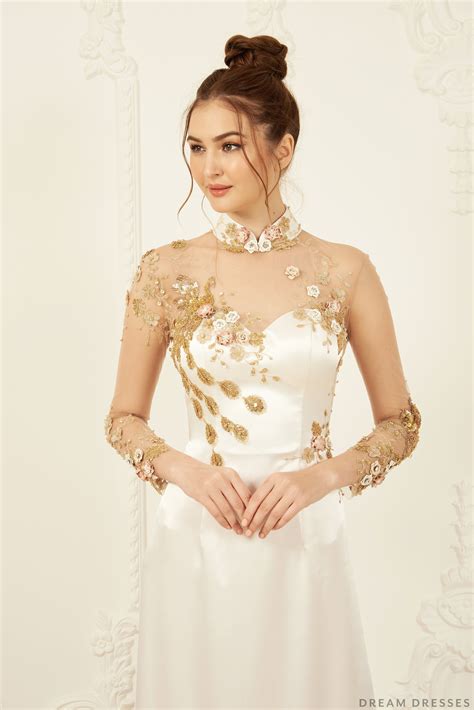 Embellished Ao Dai Custom Made Vietnamese Bridal Dress Elvera