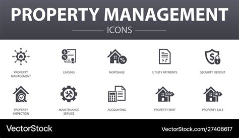 Property Management Simple Concept Icons Set Vector Image