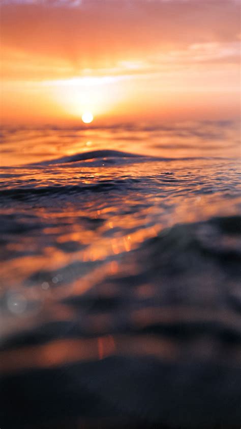 Iphone Wallpaper Ng77 Sunset Sea Water Bokeh Orange