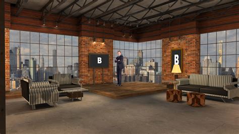 Virtual Set Studio 180 For 4k Is A City Loft With Furniture And A Skyline