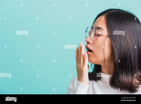 Portrait Female Bored Yawning Tired Covering Mouth With Hand Young