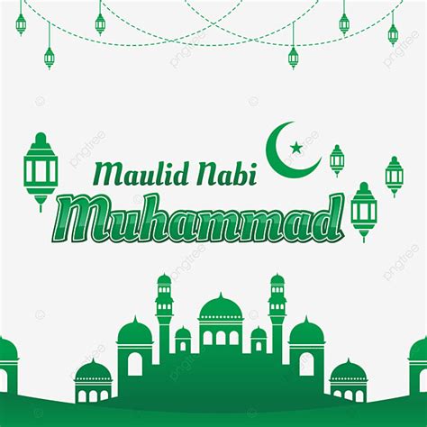 Happy Maulid Nabi Muhammad With Mosque Vector Illustration Nabi