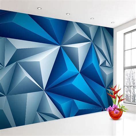 Custom 3d Wall Murals Wallpaper Modern Stereoscopic Blue