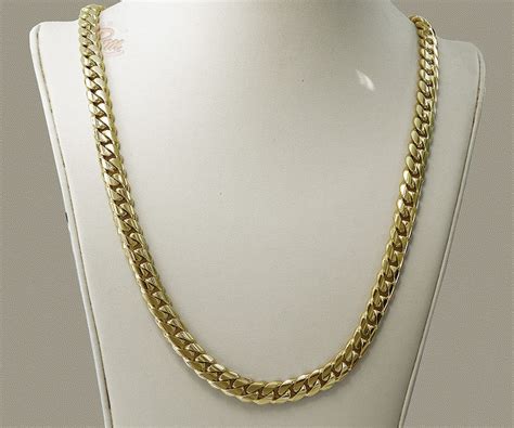 14k Gold Miami Mens Cuban Curb Link Chain Necklace Heavy Etsy