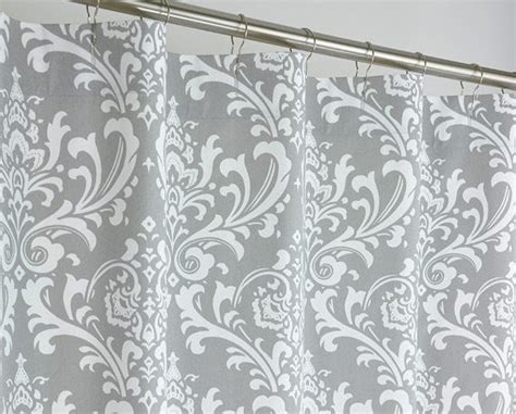 84 Long Gray Damask Shower Curtain Extra Long Grey By Pondlilly