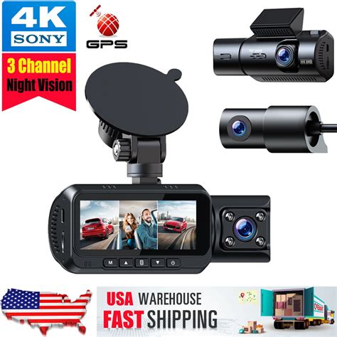 Toguard 3 Channel Dash Cam For Cars 4k Front 1080p Cabin Dual Dash