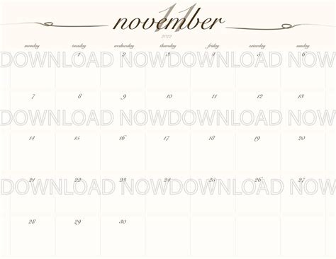 November Calendar November 2022 Calendar Fall Colors Fall Etsy
