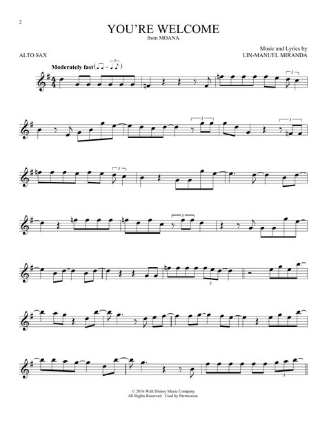 Lin Manuel Miranda You Re Welcome From Moana Sheet Music