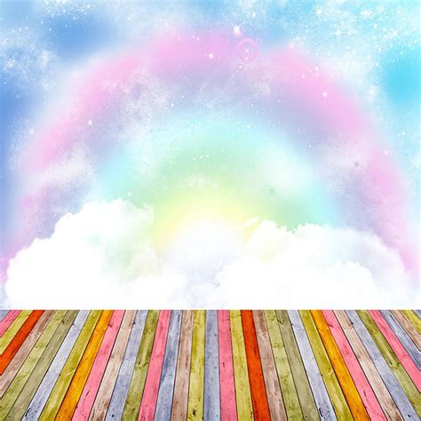 Fantasy Blue Sky Clouds Rainbow Backdrop Photography Sparkles Newborn
