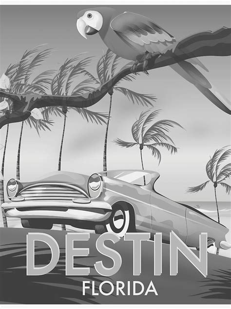 Destin Florida Usa Mono Print Poster By Vectorwebstore Redbubble