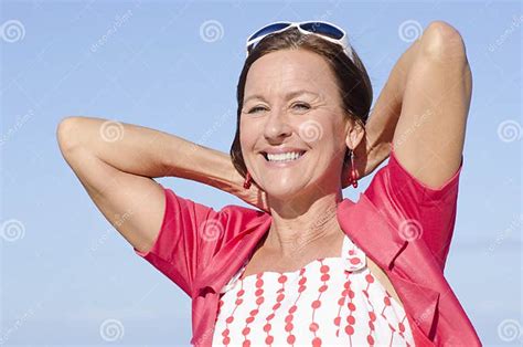 Beautiful Mature Woman Happy Outdoor Stock Image Image Of Outdoor