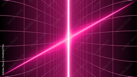 Cyberpunk Perspective Background Pink Grid With Neon Glow Dark Retro
