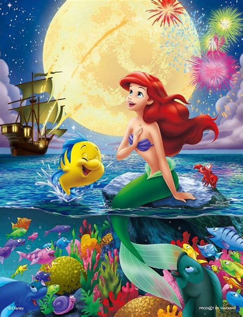 the little mermaid ariel and flounder wallpaper