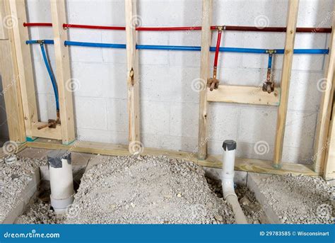 Hot And Cold Running Water Plumbing Pipes Royalty Free Stock Photo