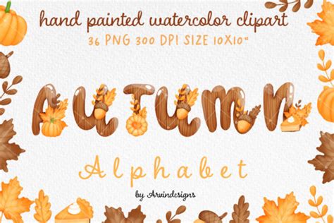 Watercolor Autumn Alphabet Collection Graphic By Arvindesigns