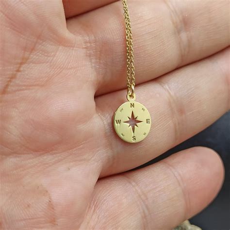 Dainty Compass Necklace Compass Jewelry Solid Gold K Compass Compass