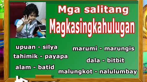 Mga Salitang Magkasingkahulugan Filipino Lesson Synonyms Youtube At