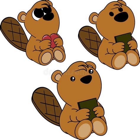 Cute Beaver Baby Cartoon Set Stock Vector Illustration Of Emmotion