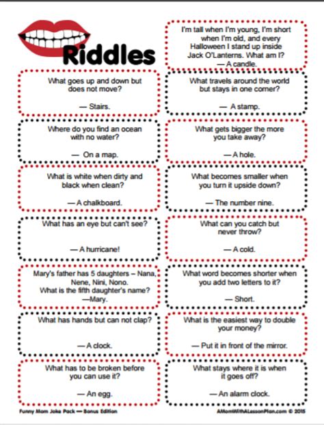 Check spelling or type a new query. Free Printable Riddles