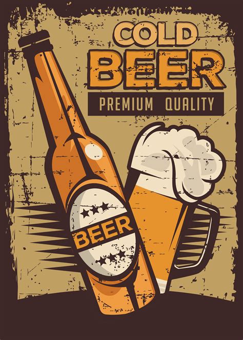 Cold Beer Vintage Retro Signage Vector 650086 Vector Art At Vecteezy