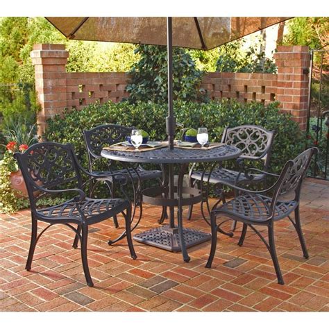 Home Styles Biscayne 5 Piece Black Metal Frame Patio Dining Set At