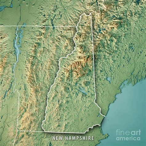 Vermont State Usa 3d Render Topographic Map Border Digital Art By Frank 10d
