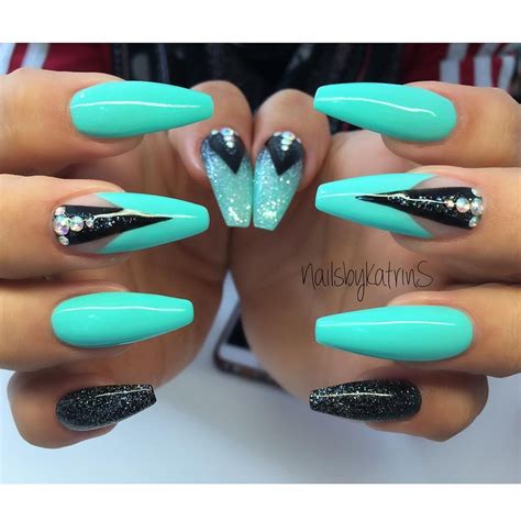 Teal Nails Turquoise Nails Fancy Nails Bling Nails Turquoise Nail