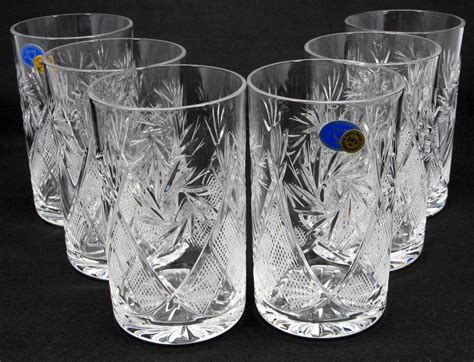 set of 6 russian cut crystal glasses tumblers suitable for