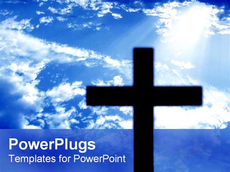 Powerpoint Template A Large Black Cross On A Clear Blue Sky Background