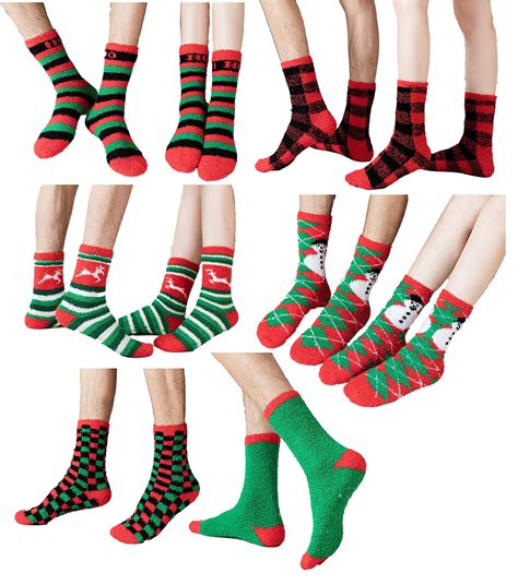 Gilbins Men Women Christmas Holiday Fuzzy Socks With Grips Non Slip