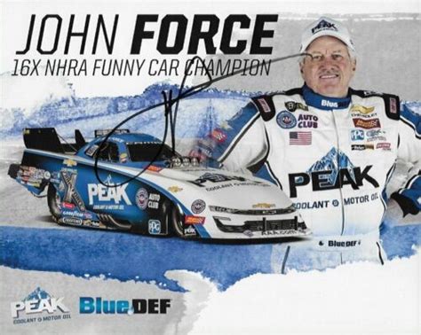Signed 2019 John Force Peak Blue Def Camaro Funny Car Nhra Handout