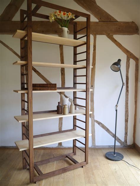Ladder Shelving Made From Black Walnut And Veneered Maple By Barnby